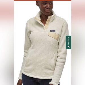 Patagonia Re-Tool Snap-T Fleece Pullover Womens Large Cream Sweater Polartec